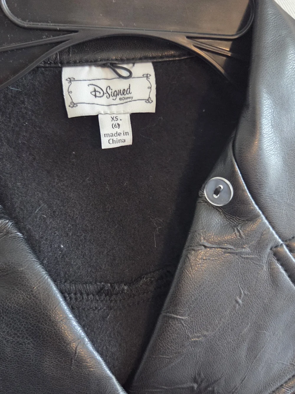 Disney Black Faux Leather Kids Moto Jacket with Heart Zipper Pulls